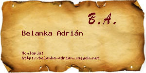 Belanka Adrián névjegykártya